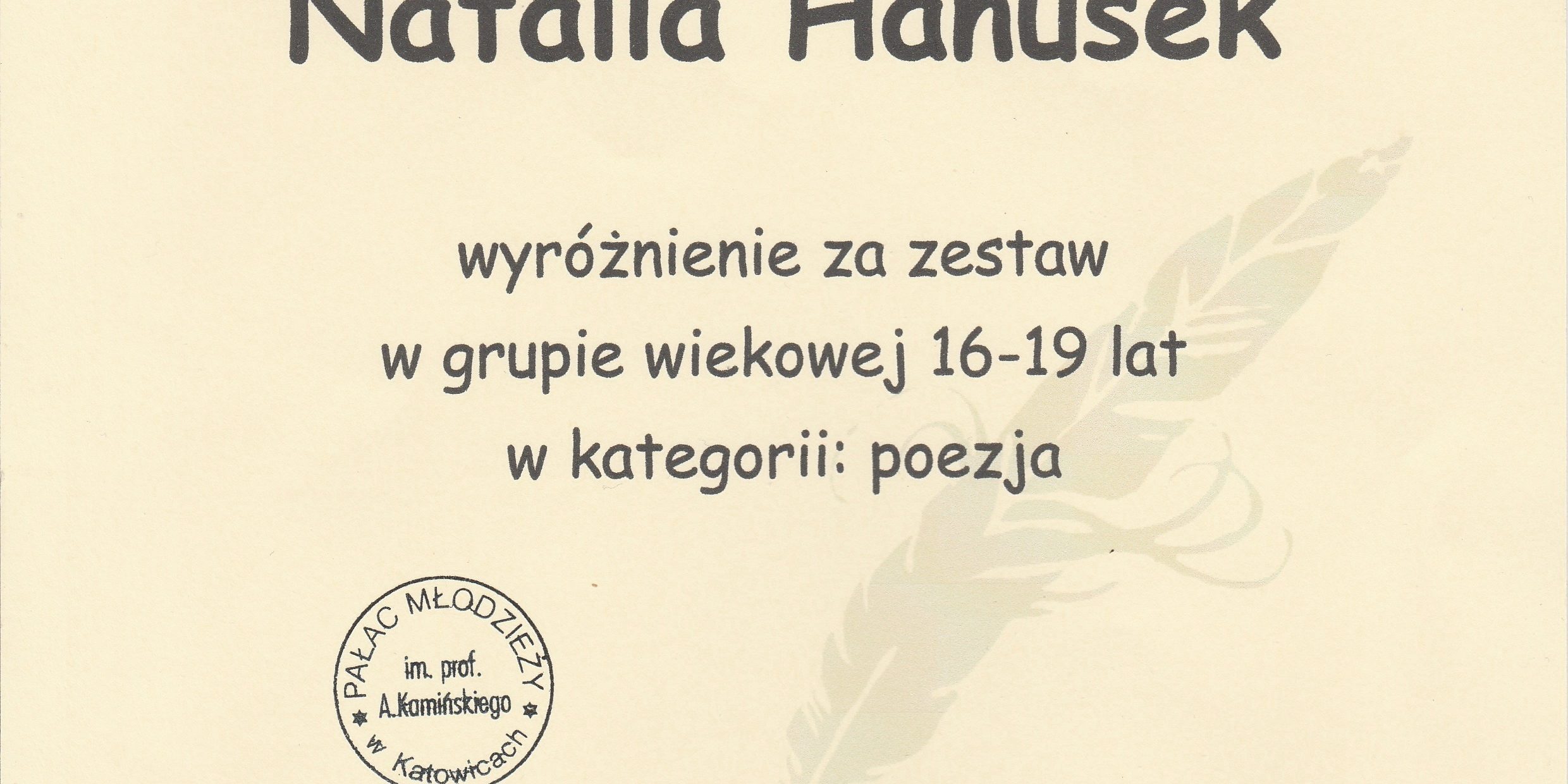 wyroznienie Natalii